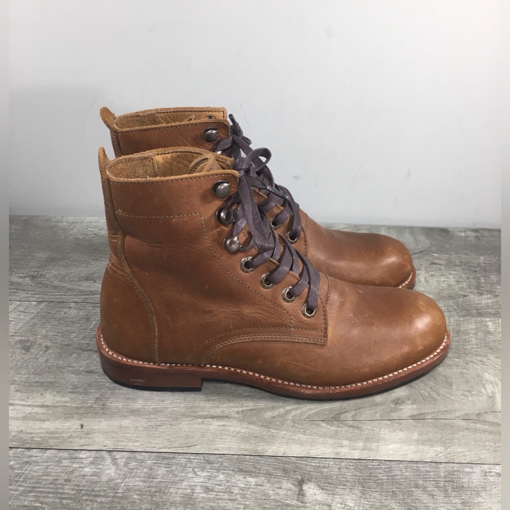 Adelante Havana Womens Brown Leather Ankle Lace Up Work Punk Grunge Boots Size 6